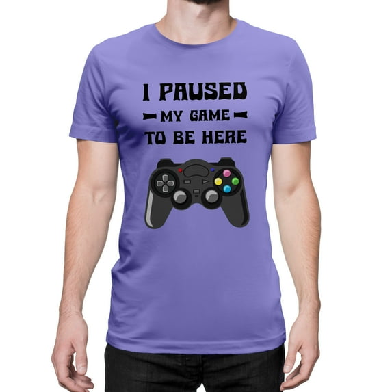 Greenyef Graphics I Paused My Game to Be Here Video Gamer Gift for Men Teenagers Gaming Funny Graphic T-Shirt Style-19 (Violet, X-Large)