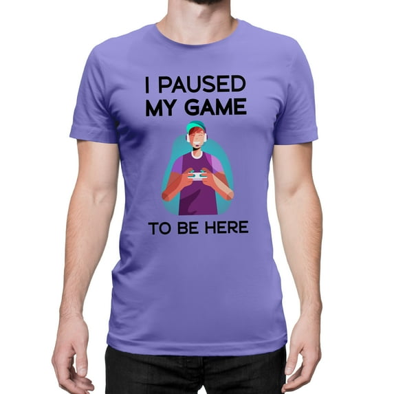 Greenyef Graphics I Paused My Game to Be Here Video Gamer Gift for Men Teenagers Gaming Funny Graphic T-Shirt Style-20 (Violet, X-Large)