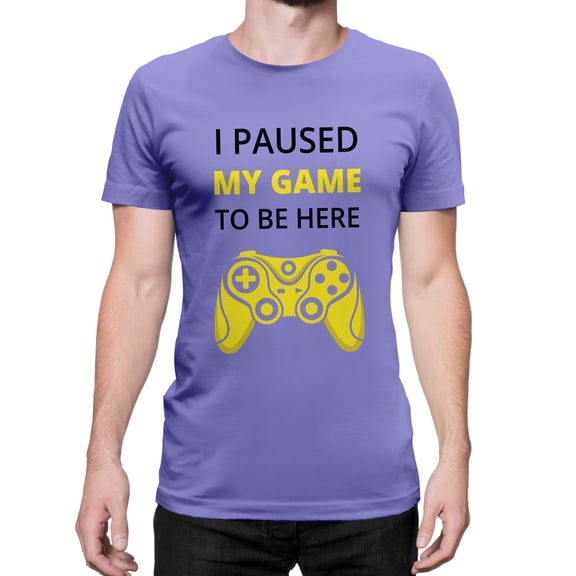 Greenyef Graphics I Paused My Game to Be Here Video Gamer Gift for Men Teenagers Gaming Funny Graphic T-Shirt Style-22 (Violet, X-Large)