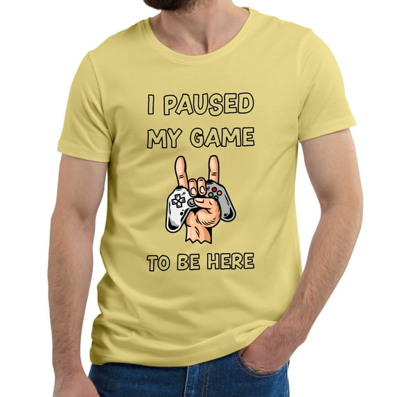 Greenyef Graphics I Paused My Game to Be Here Video Gamer Gift for Men Teenagers Gaming Funny Graphic T-Shirt Style-24 (Cornsilk, X-Large)