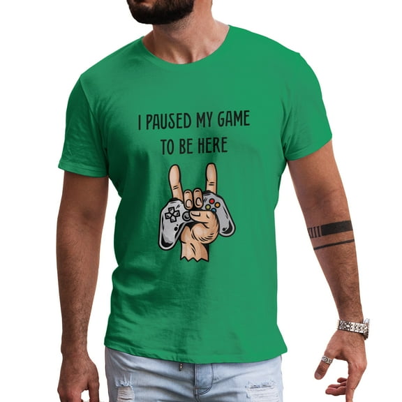 Greenyef Graphics I Paused My Game to Be Here Video Gamer Gift for Men Teenagers Gaming Funny Graphic T-Shirt Style-25 (Antique Irish, X-Large)