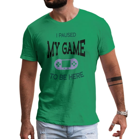 Greenyef Graphics I Paused My Game to Be Here Video Gamer Gift for Men Teenagers Gaming Funny Graphic T-Shirt Style-30 (Antique Irish, Large)