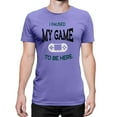 thumbnail image 1 of Greenyef Graphics I Paused My Game to Be Here Video Gamer Gift for Men Teenagers Gaming Funny Graphic T-Shirt Style-30 (Violet, Medium), 1 of 6