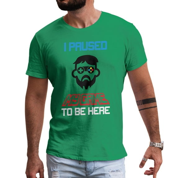 Greenyef Graphics I Paused My Game to Be Here Video Gamer Gift for Men Teenagers Gaming Funny Graphic T-Shirt Style-38 (Antique Irish, Large)