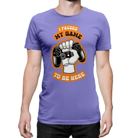 Greenyef Graphics I Paused My Game to Be Here Video Gamer Gift for Men Teenagers Gaming Funny Graphic T-Shirt Style-44 (Violet, Medium)