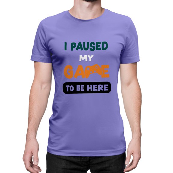 Greenyef Graphics I Paused My Game to Be Here Video Gamer Gift for Men Teenagers Gaming Funny Graphic T-Shirt Style-48 (Violet, X-Large)