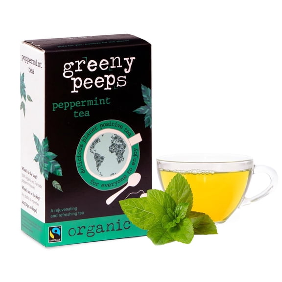 Greenypeeps Organic Peppermint Tea Bags - Refreshing and Soothing Peppermint Herbal Tea Bags - Eco Friendly - 100% Pure USDA Organic Mint Tea Caffeine Free - Fairtrade Certified - 20 Count