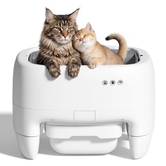Greesum Open-Top Self Cleaning Cat Litter Box | 5-Sensor Automatic Litter Box with App Control & Health Dashboard, Anti-Leakage Waterproof, Large Capacity for Multiple Cats