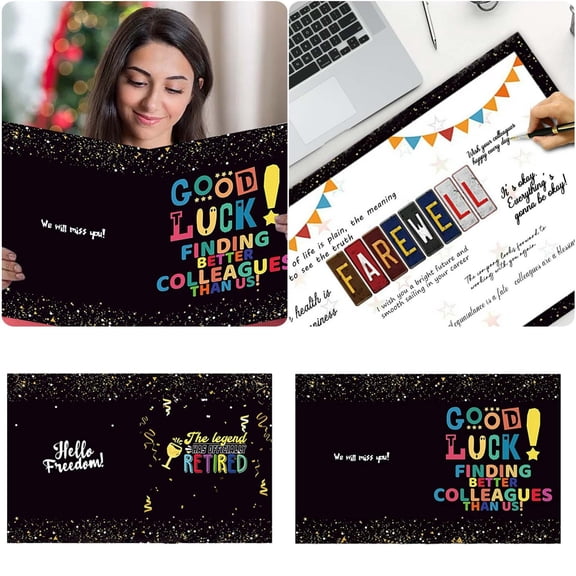 Greeting Card - Card Colleagues Farewell Card Greeting That Reflects Appreciation and for Remembering Colleagues, 50x35 cm, Black1