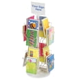 thumbnail image 1 of Greeting Card Display Rack with (16) 5 x 7 Tiered Pockets for Countertop Use, 29" Tall Spinning Wire Stand - White Wire Construction with Plastic Base and Sign Holder, 1 of 1