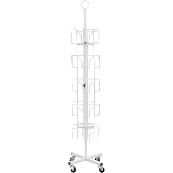 Greeting Card Display Stand 5-Tier 20 Pockets Metal Postcard Display Rack Postcard Rack Retail Display Rack for Stickers Showcase (WHITE)