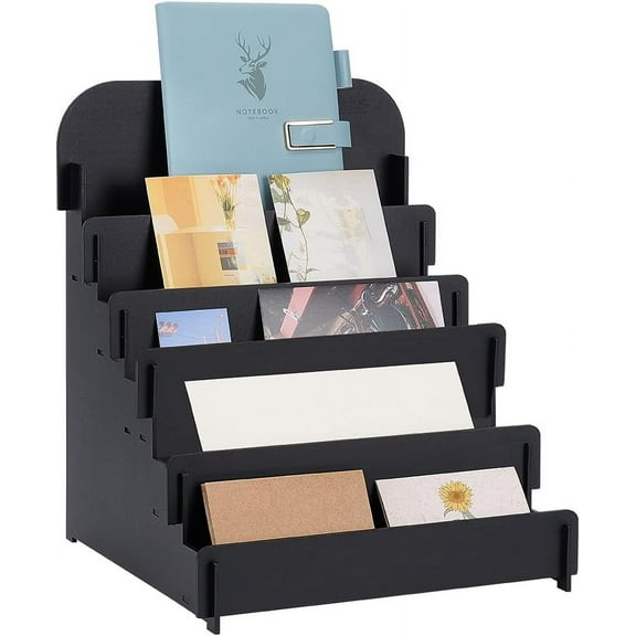 Greeting Card Display Stand 5 Tier Black Card Holder Card Organizer Bookmark Display Multipurpose Card Display Rack Display Stand For Birthday Cards Stickers Retail Showcase Vendor Events Black