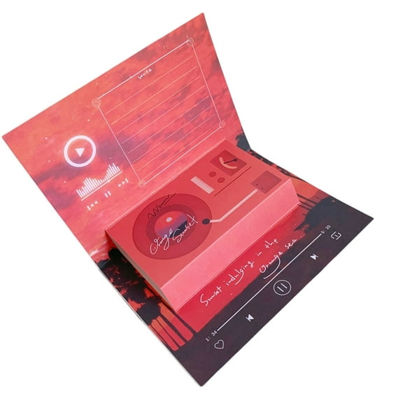 Greeting Card For Birthday Celebration Handmade Popup Phonograph Shaped Blessing Card Party Invitation Card for Friend