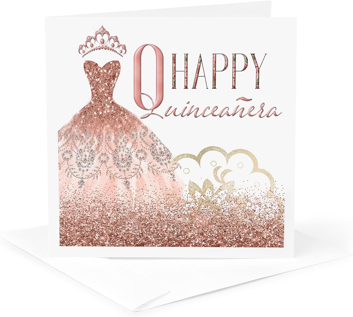 Greeting Card - Happy Quinceanera With A Pretty Image Of Glitter Gown ...
