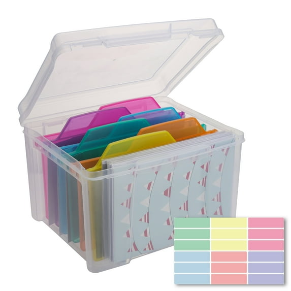 Greeting Card Organizer with 6 Coloful Removable Dividers for Holiday Birthday Get Well Cards Photos, Crafts, Scrapbooking, Paper, Stickers