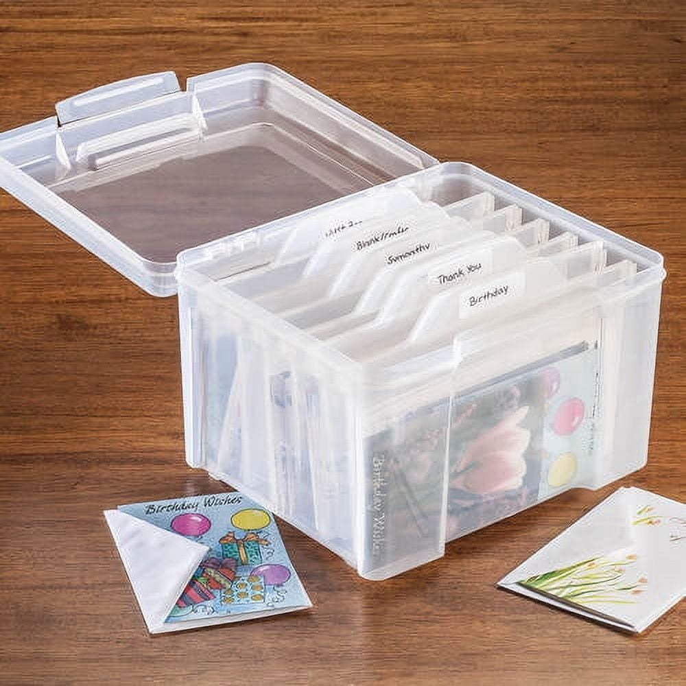 Card Storage Box 6 Removable Dividers Rainbow Cards Keeper for Greeting  Card