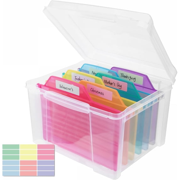Greeting Card Storage & Organizer Box with 6 Removable Dividers for Holiday Birthday Get Well Cards Photos, Crafts, Scrapbooking$$Art & Craft