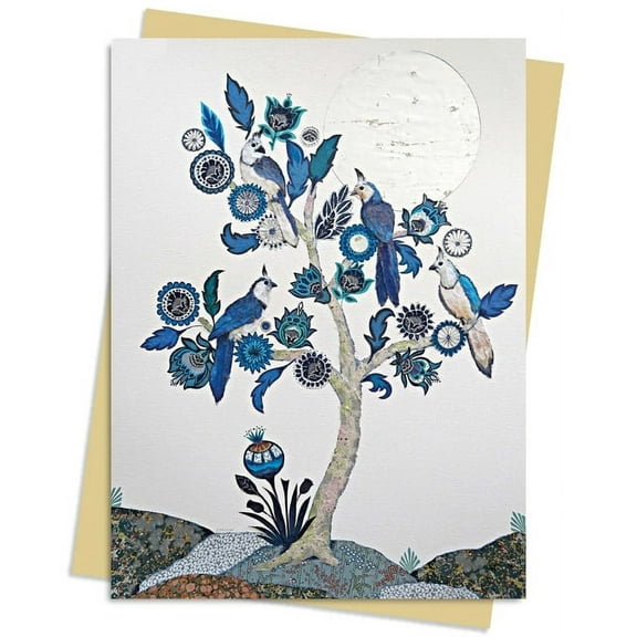 Greeting Cards: Alexandra Milton: Silver Tree of life with Four White-throated Magpies Greeting Card Pack : Pack of 6 (Cards)