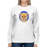 Greeting Cat. Sweatshirt Women -Kayomi Harai Designs, Female Large