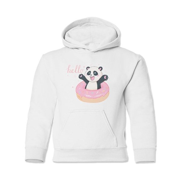 Greeting Panda In Donut Hoodie Juniors -Image by Shutterstock,  Small