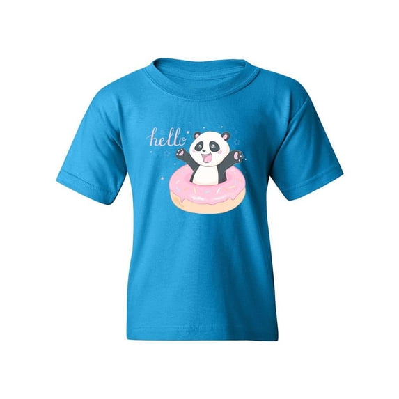 Greeting Panda In Donut T-Shirt Juniors -Image by Shutterstock, x-Large