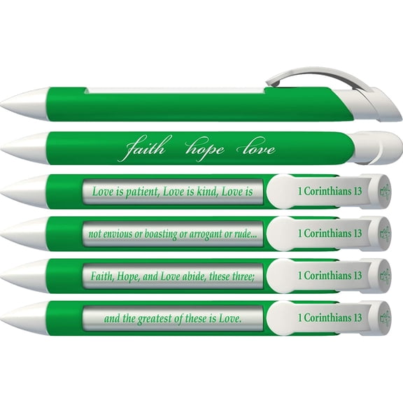 Greeting Pen 1st Corinthians Scripture Pens, Scripture Verses with Rotating Messages, 6 Pen Set (36048)