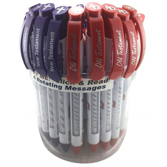 Greeting Pen Books of the Bible Mix Scripture Pen Set, Scripture Verses Pens with Rotating Messages, 36 per Set (09224)