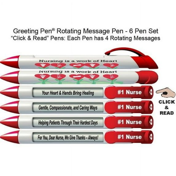 Greeting Pen Nurses Have Heart Ballpoint Pens, Assorted Ink Colors, 6 Count, 6 Pack