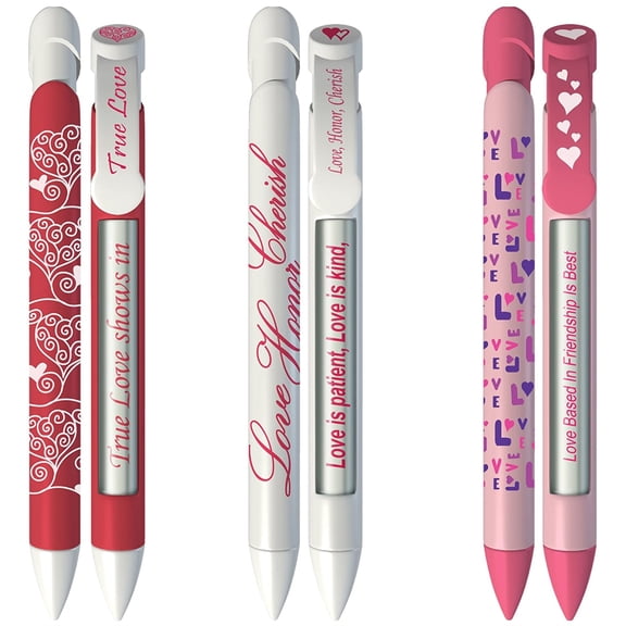 Greeting Pen Valentine's Day Pens- Love Rotating Message 6 Pen Set 36570