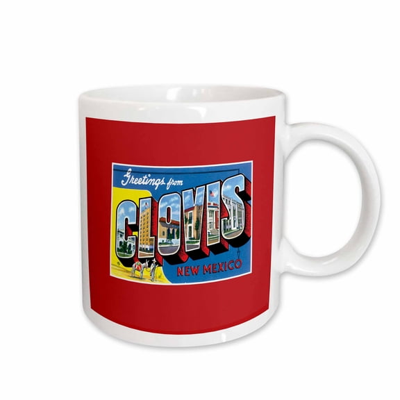 3drose, Greetings from Clovis New Mexico Scenic Postcard Reproduction, 11oz Mug