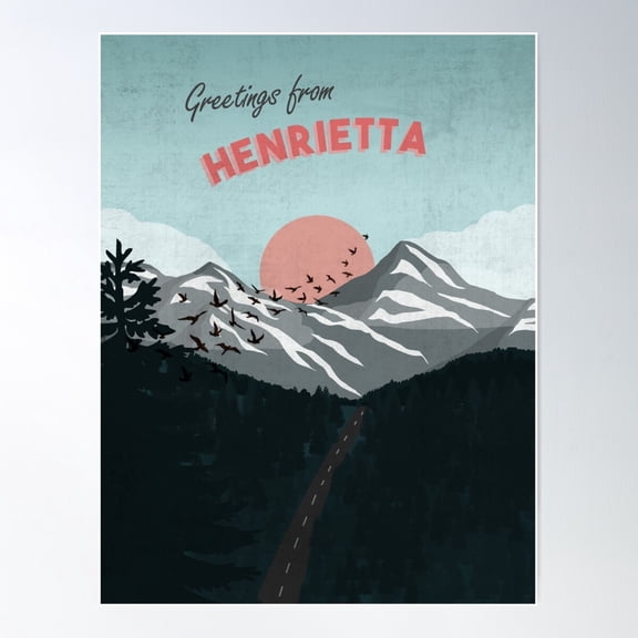 Greetings From Henrietta Postcard Art Poster Wall Art, Modern Wall Decor For Living Room Bedroom, 12x18 UNFRAMED