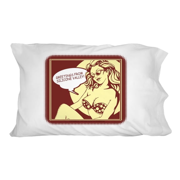 Greetings From Silicone Valley Funny Humor Novelty Bedding Pillowcase