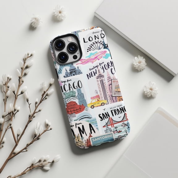 Greetings From World Cities Travel Collage Wanderlust Phone Case 17 11 12 13 14 15 17 Pro Max