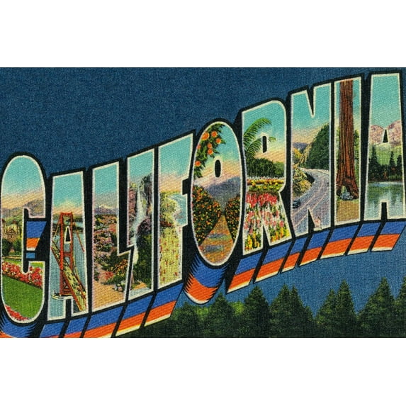 Greetings from California (12x18 Wall Art Poster, Room Decor)