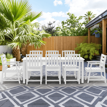 Greforg Outdoor Patio Dining Furniture Set,with a table and 8 chairs,white