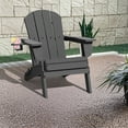 thumbnail image 1 of Greforg Folding Adirondack Chairs, Weather-Resistant HDPE Lawn oversize 0utdoor Chairs with Cup Holder for Garden, Gray, 1 of 8