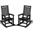 thumbnail image 1 of Greforg Outdoor Oversized Patio Rocking Chair Set of 2, HDPE Weather Resistant Porch, Garden Lawn Rocker,Black, 1 of 6