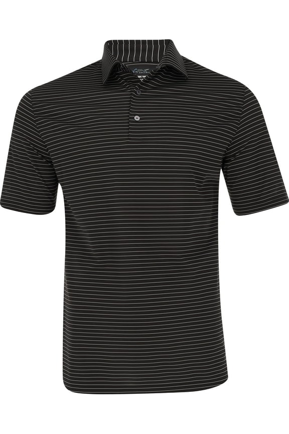 Greg Norman Freedom Micro Pique Feeder Stripe Black Shirt Men XL
