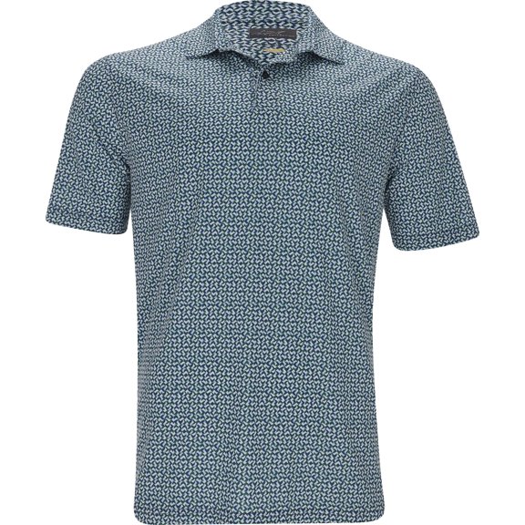 Greg Norman Lab Great White Mosaic Ultra Stretch Deep Blue Shirt Men L