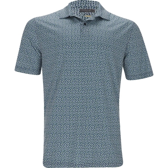 Greg Norman Lab Great White Mosaic Ultra Stretch Deep Blue Shirt Men XL