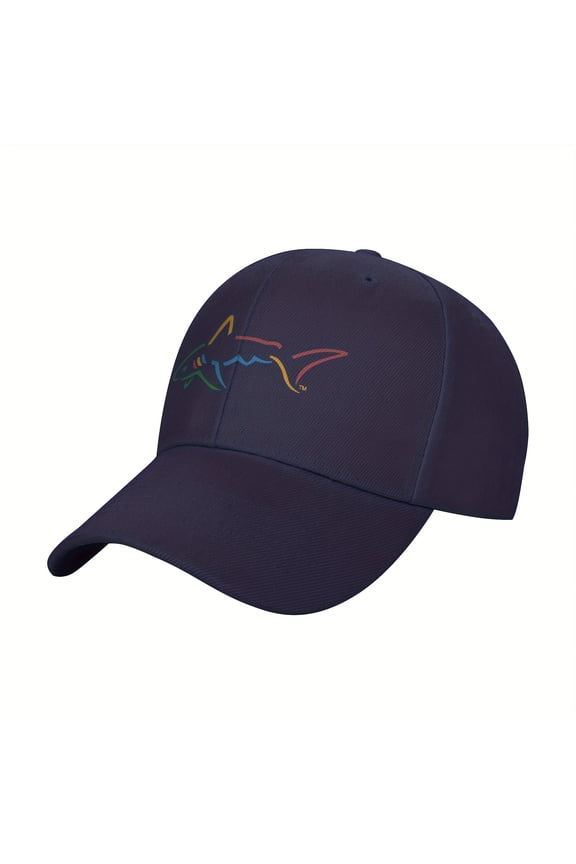 Greg Norman Logo Baseball Cap Adjustable Breathable Polyester Sun Cap with Curved Edges, Lightweight Golf Sun Visor for Men And Women, Black And Colorful Dolphin