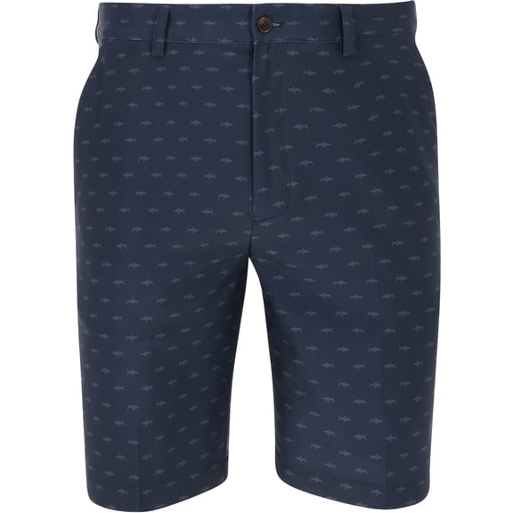 Greg Norman ML75 MicroLux Hybrid Shark Print Navy Golf Shorts Men