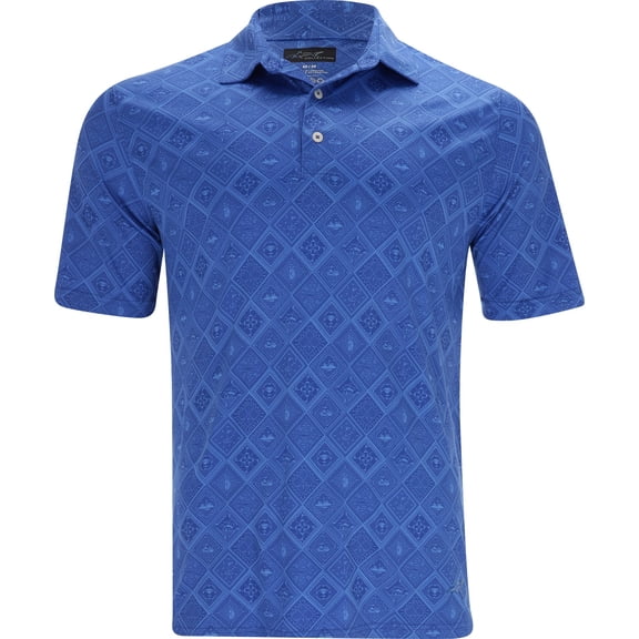 Greg Norman ML75 Recycled Microlux Golf Tiles Print Deep Blue Shirt Men S