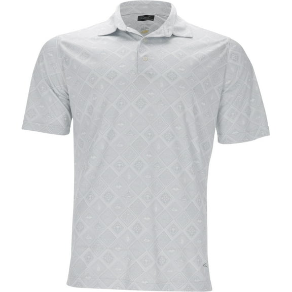 Greg Norman ML75 Recycled Microlux Golf Tiles Print Shark Grey Shirt Men XXL
