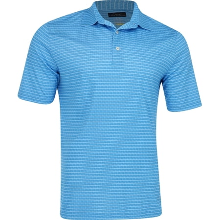 Greg Norman ML75 Recycled Microlux Houndstooth Stripe Perfect Sky Shirt Men M