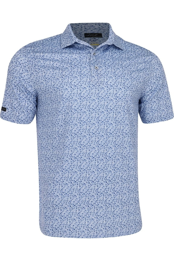 ML75 Stretch Fisherman Print Blue Storm Shirt Men M