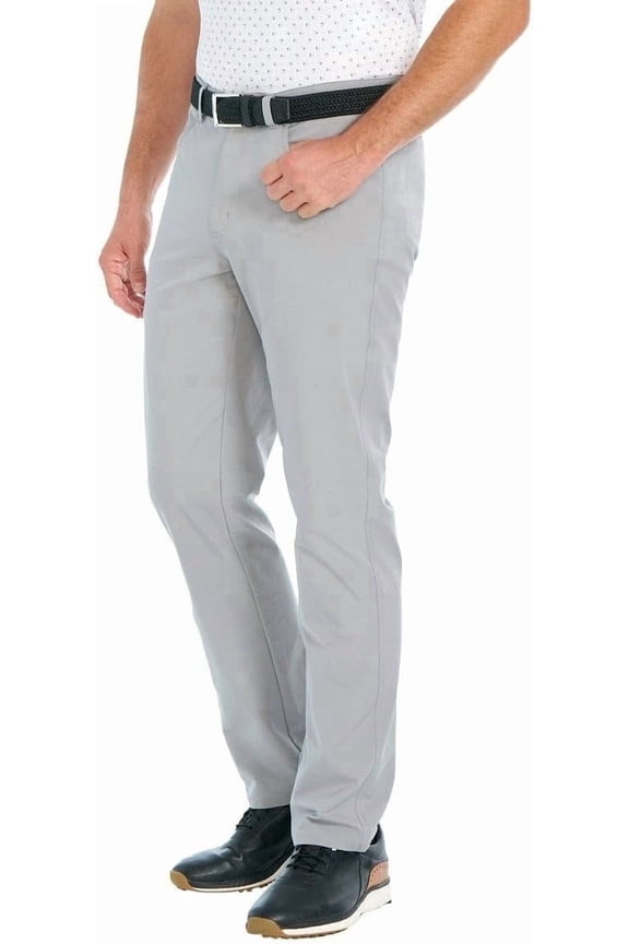 Men's Classic 5 Pocket 4-Way Stretch Pant (Gray, 34W x 32L)