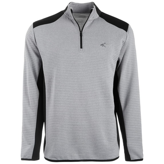 Greg Norman Men's Colorblock Long Sleeves 1/4 Zip Pullover Sweater, Silver, S