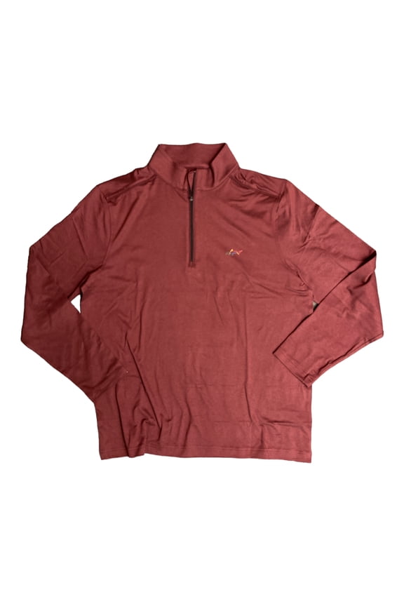 Men's Extra Soft Stretch Fabric Quarter-Zip Classic Fit Pullover (Zinfandel, S)