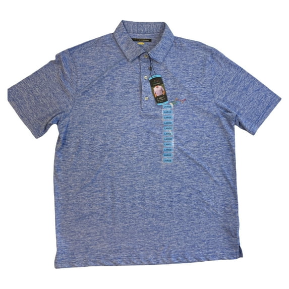 Greg Norman Men's Lightweight UPF 30 Play Dry Golf Performance Polo Shirt (Eclipse Blue, L)